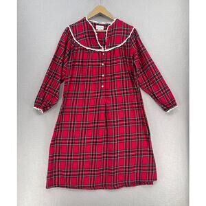 Lanz of Salzburg Nightgown Womens Small Red Plaid Holiday Festive Christmas